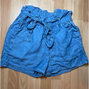 Blue flowy tie shorts